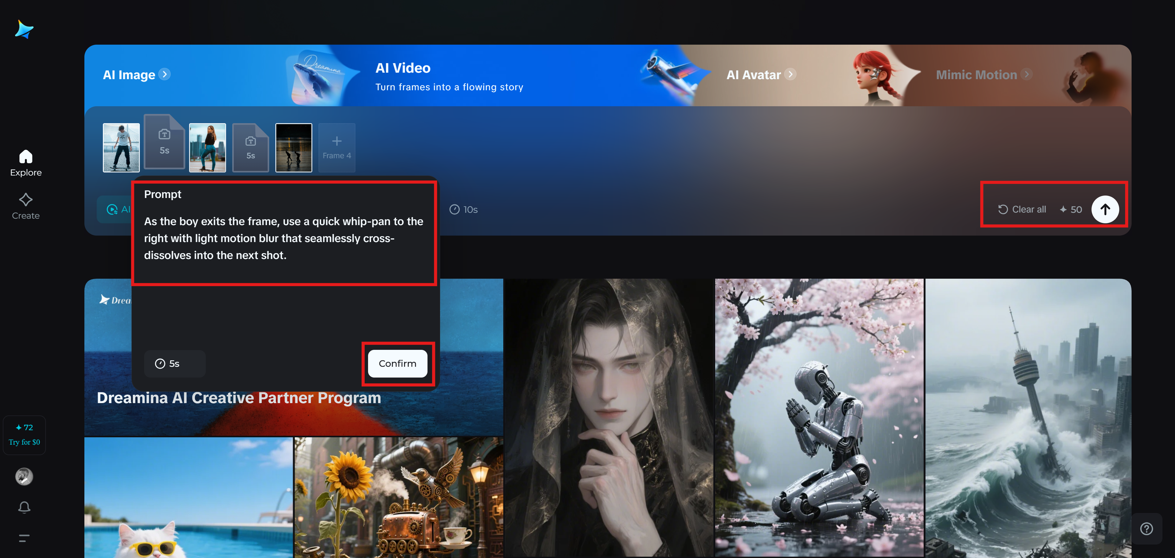 Motion cap AI video setting