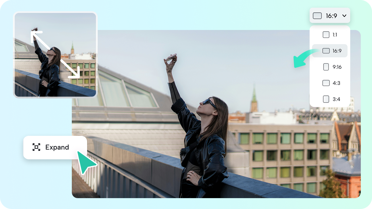 Expand photos for social media with CapCut AI