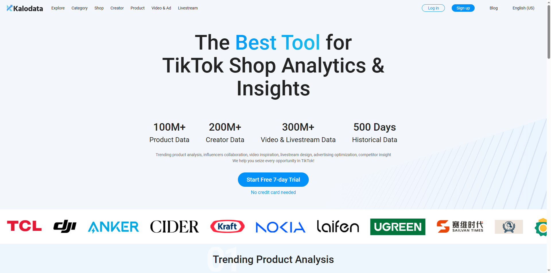 Kalodata homepage