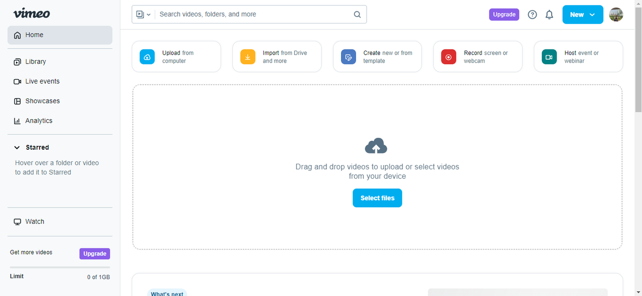 อินเทอร์เฟซของ Vimeo