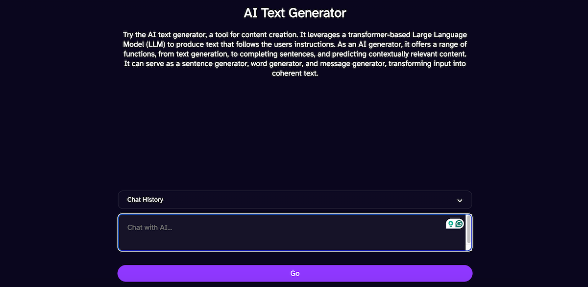 Interface of the DeepAI image generator