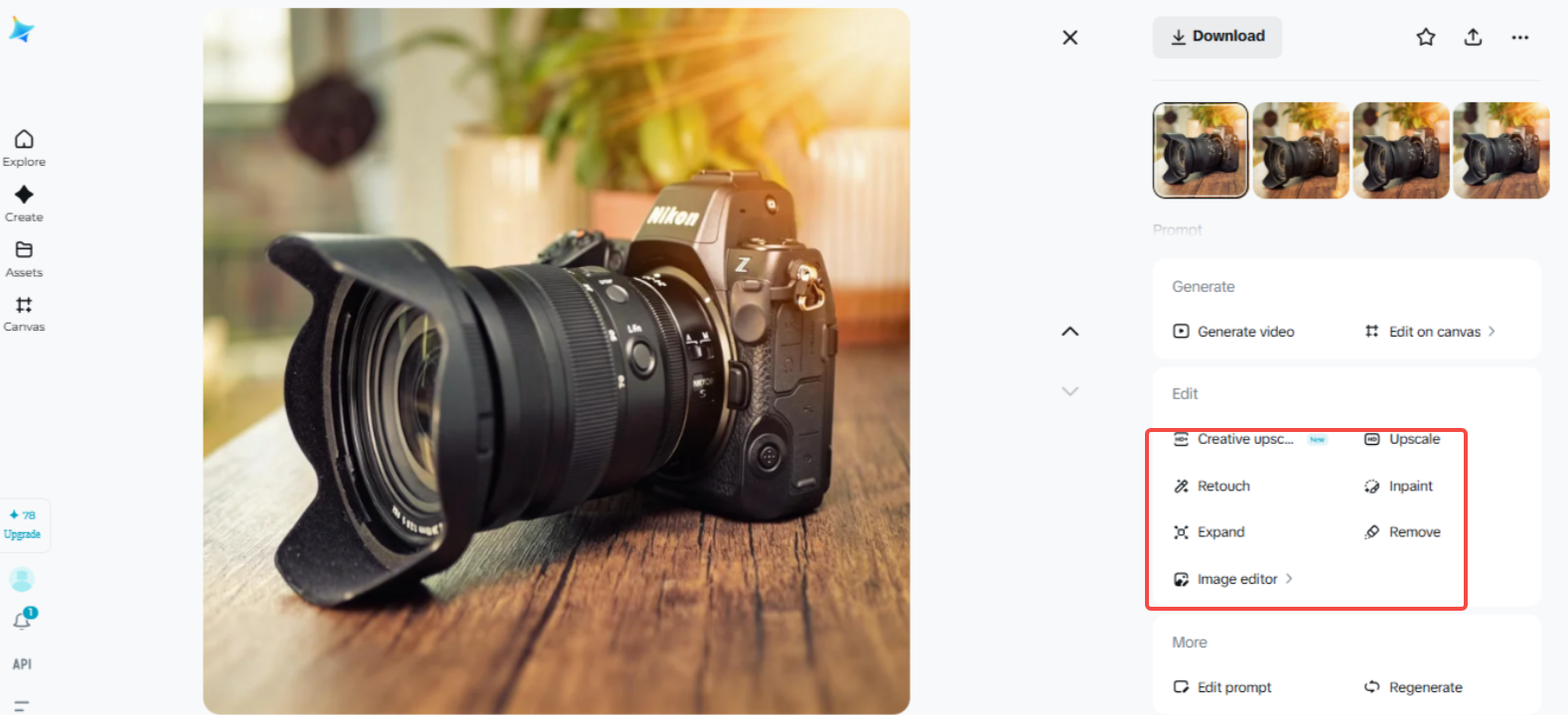 Personalize o efeito de reflexo da lente gerado