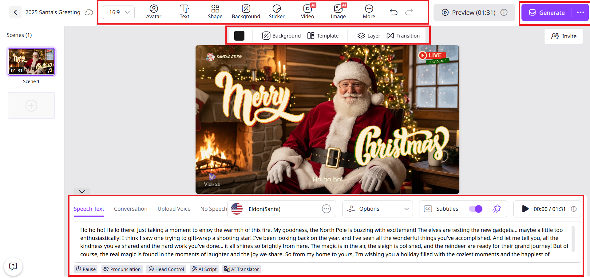 Customize and generate your video