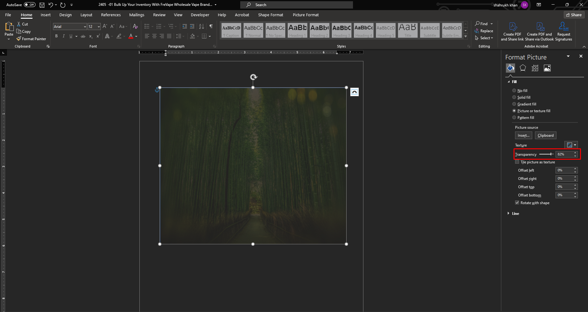 Reglați transparența