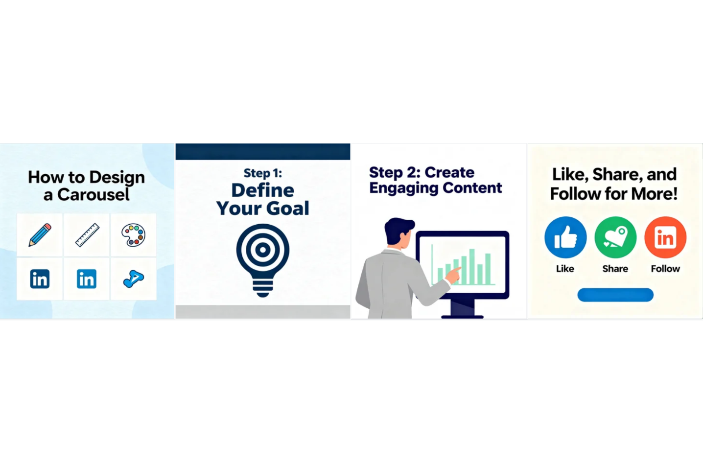 Diseño gráfico de carrusel de guía paso a paso