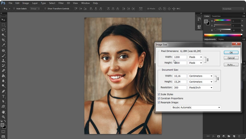 Opening the image in Adobe Photoshop