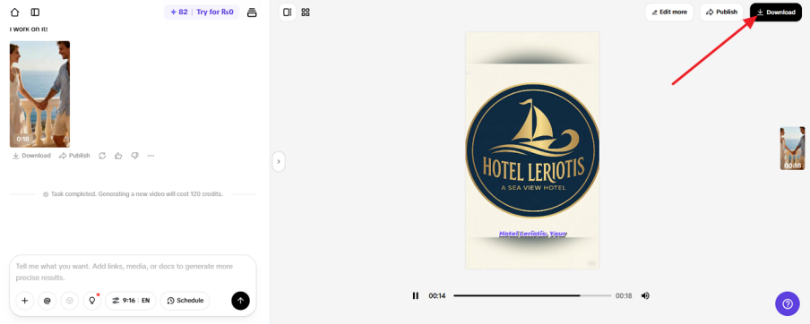 I-download ang nalikhang video.