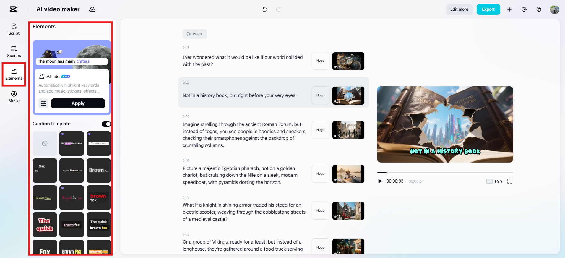 Enhance video with captions