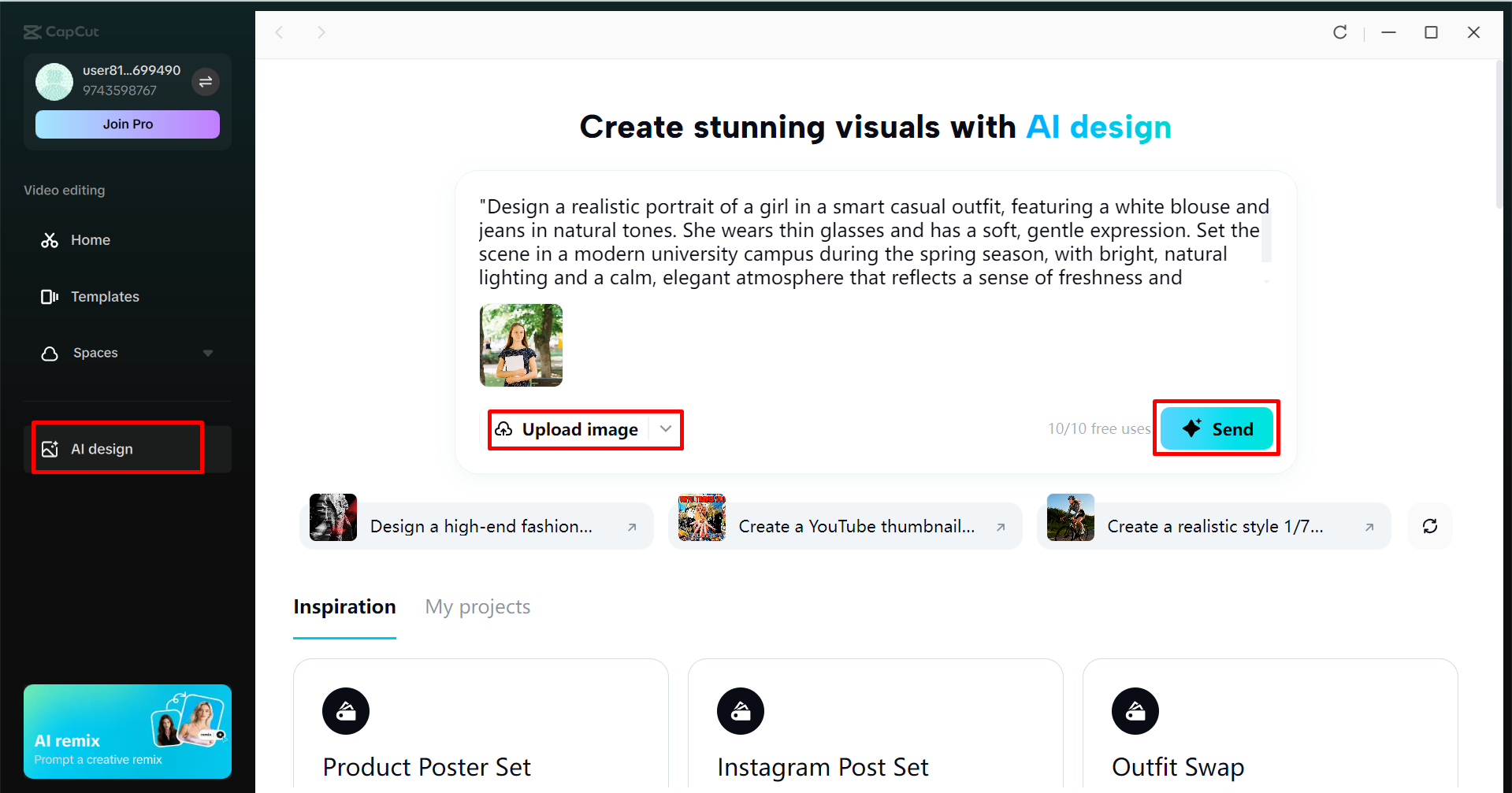 Accessing AI design in the CapCut desktop video editor