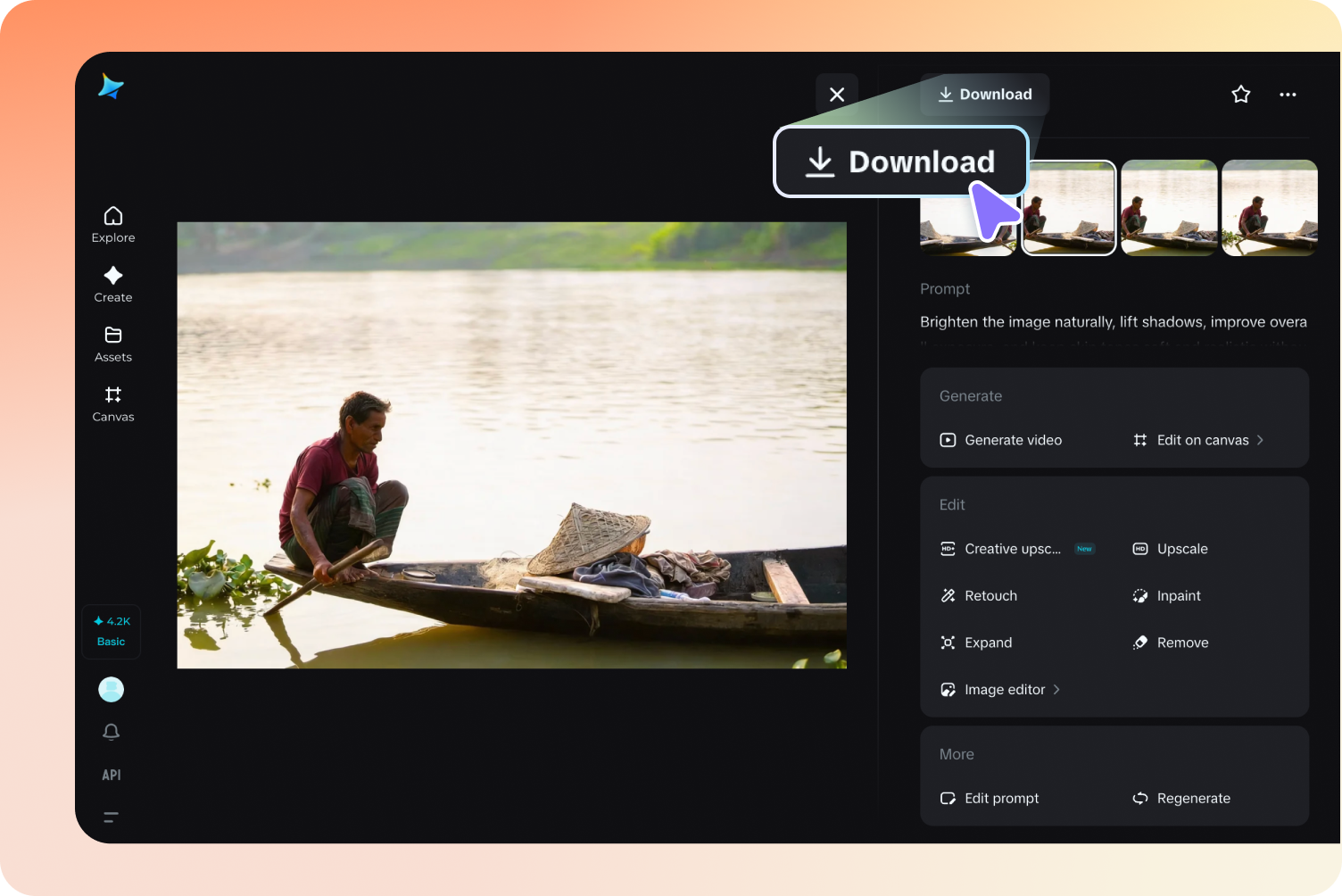 Téléchargez votre image éclairée