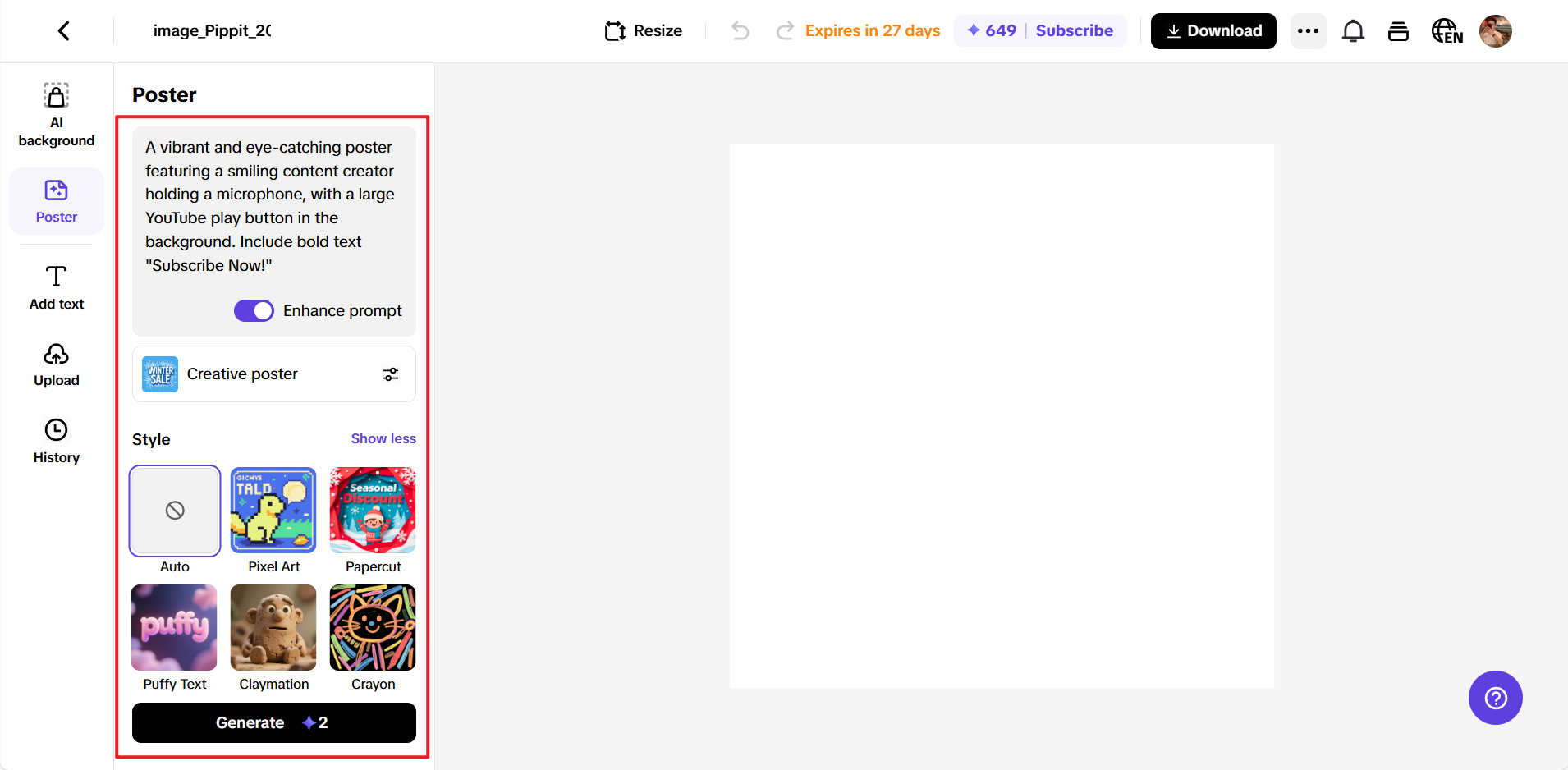 Acesse o Poster e gere