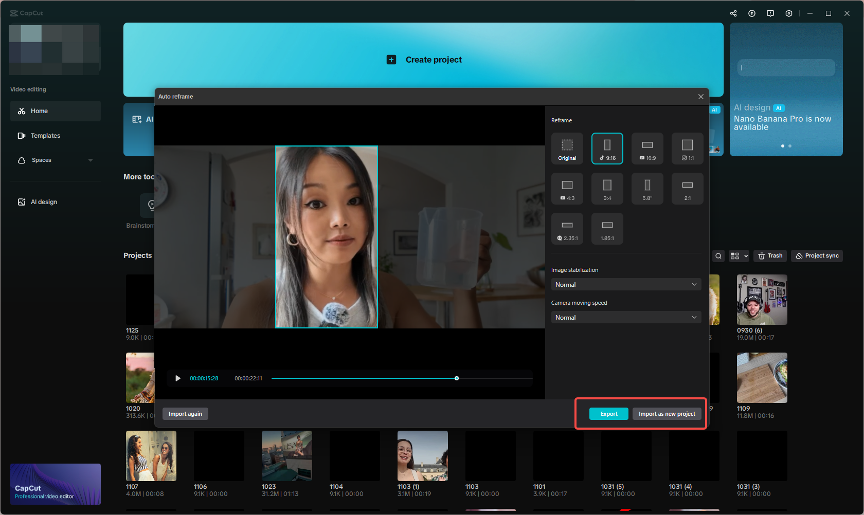 Export the vertical video in the CapCut desktop video editor