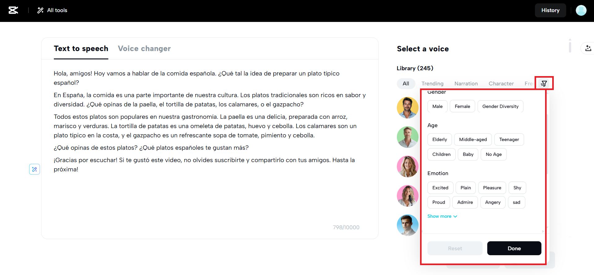 Appliquez des filtres pour trouver les voix parfaites