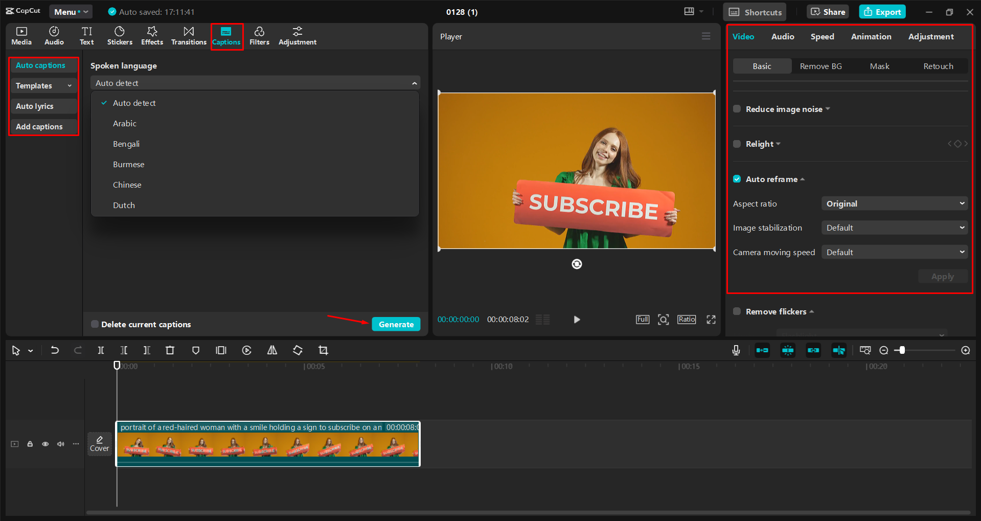 Customizing a targeted ad for YouTube in the CapCut desktop video editor