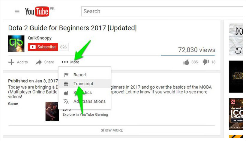 Interface of YouTube Transcript - the best way to get YouTube transcript online