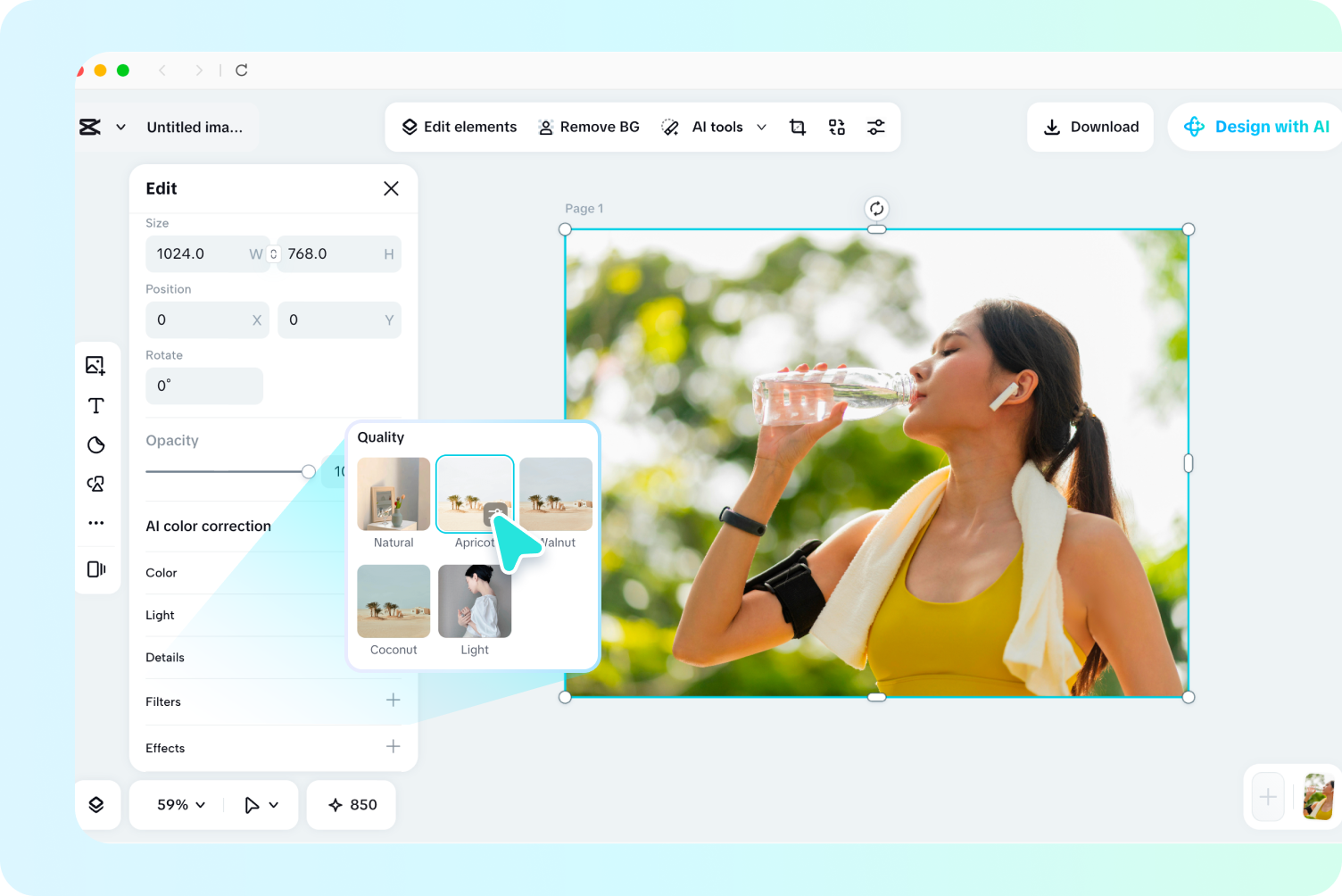 Editing and enhancing a flipped image in CapCut