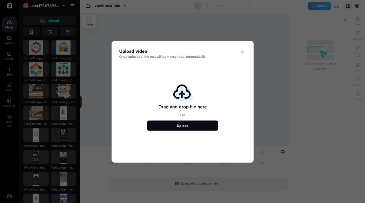 Edit your video with transcription