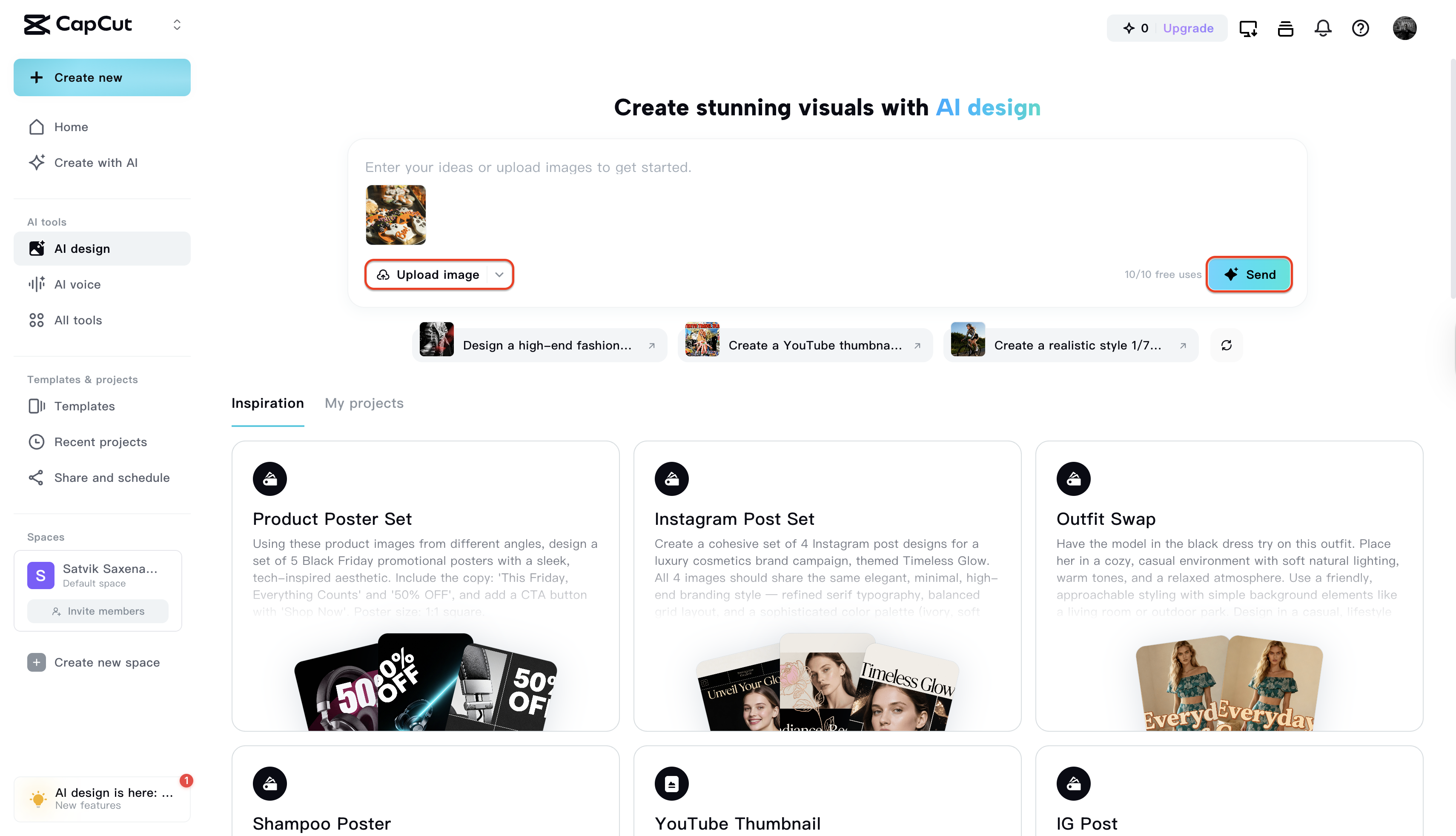 Choose an image and click Send