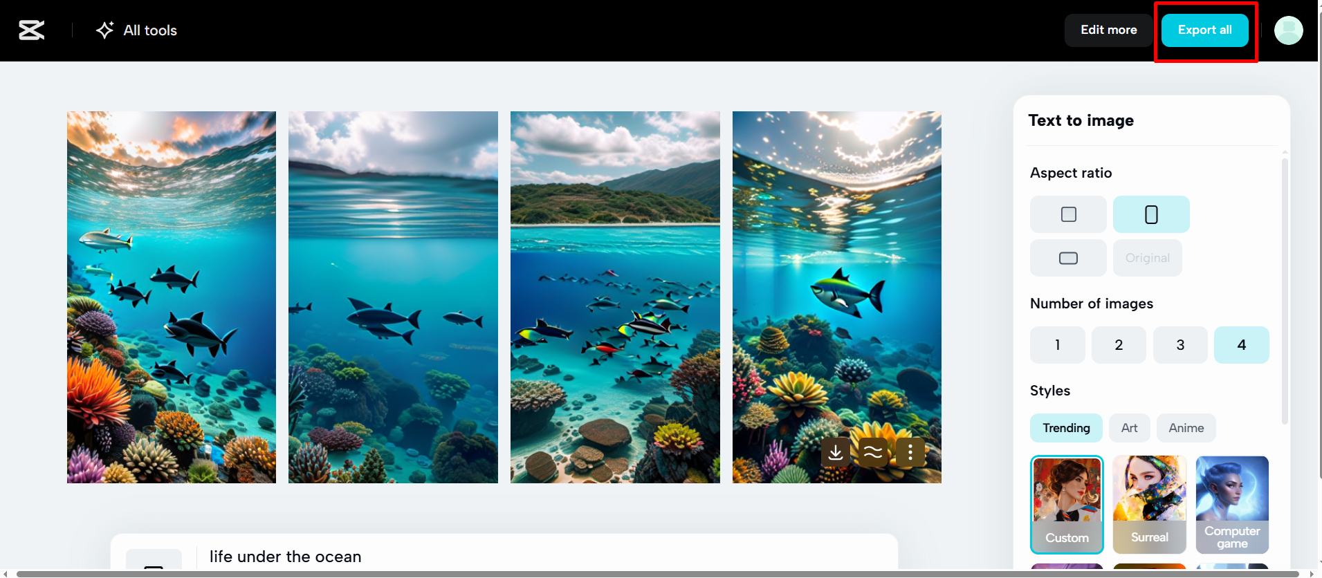 Downloading the image from the CaCut Web