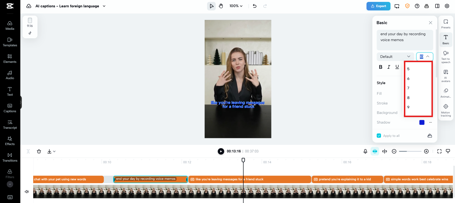 Smart caption resizing
