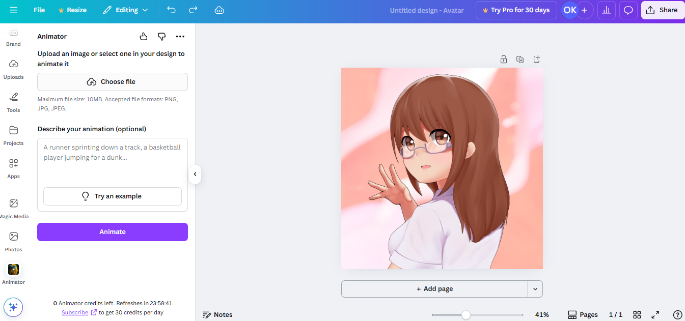 Najít aplikaci animátor