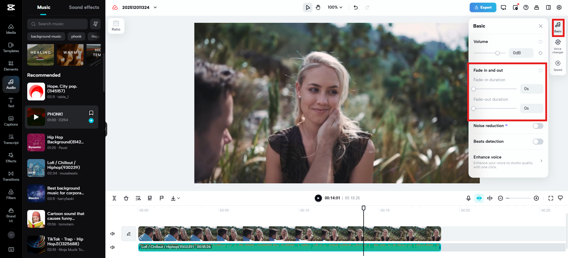 套用淡入/淡出過渡效果