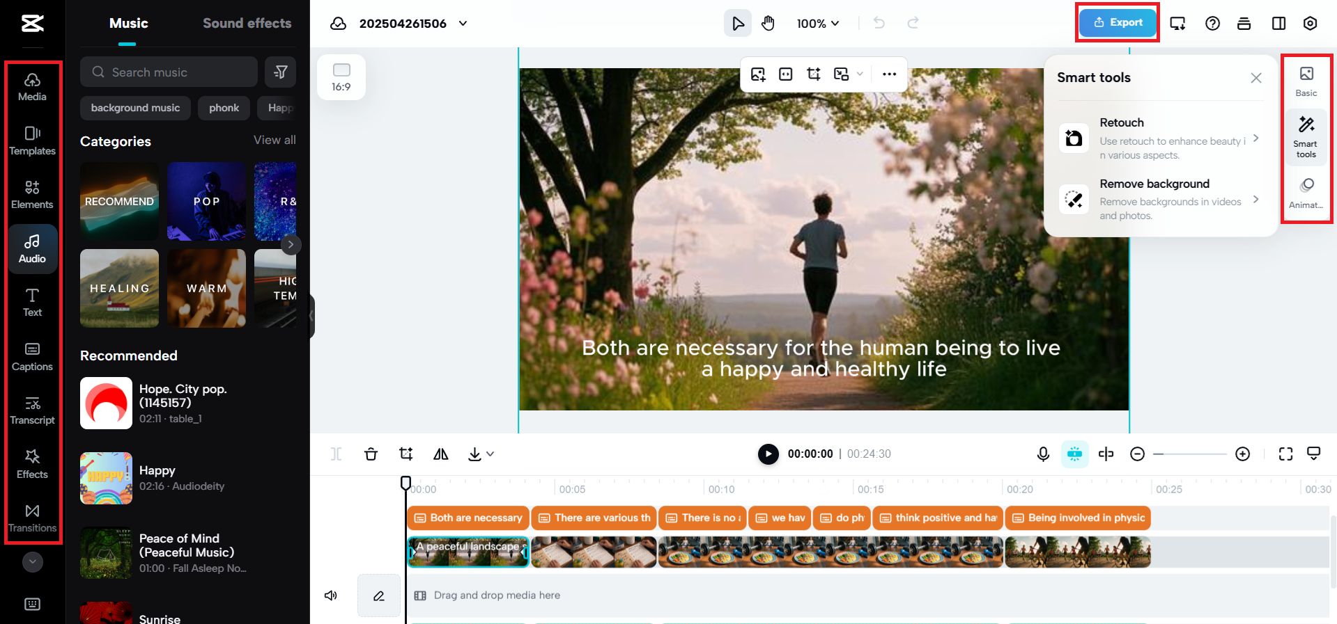Redigera, färdigställ och exportera