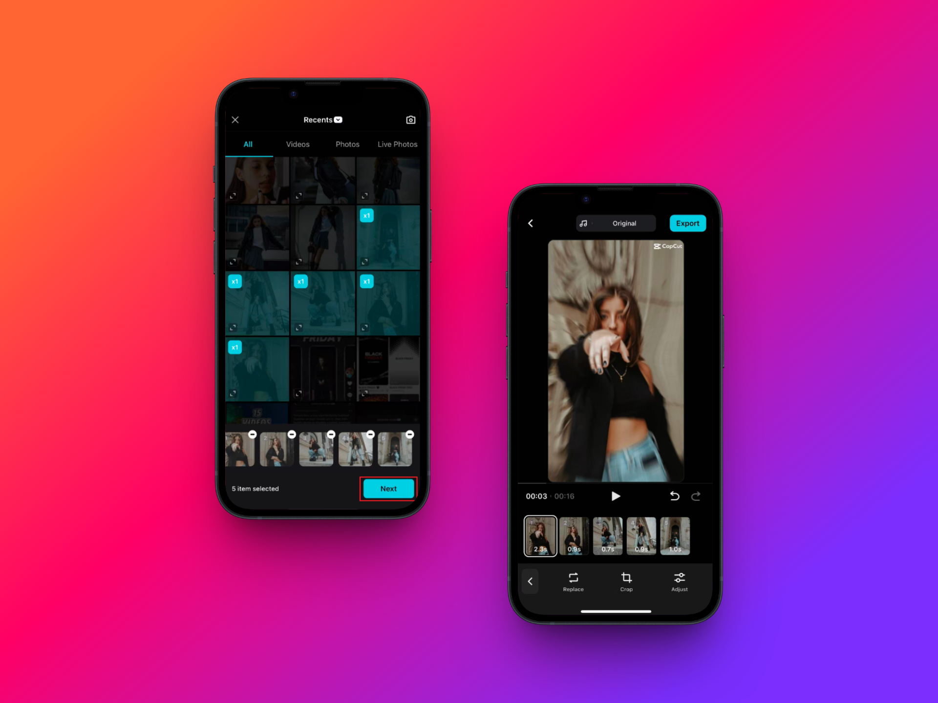 Upload your media to the template