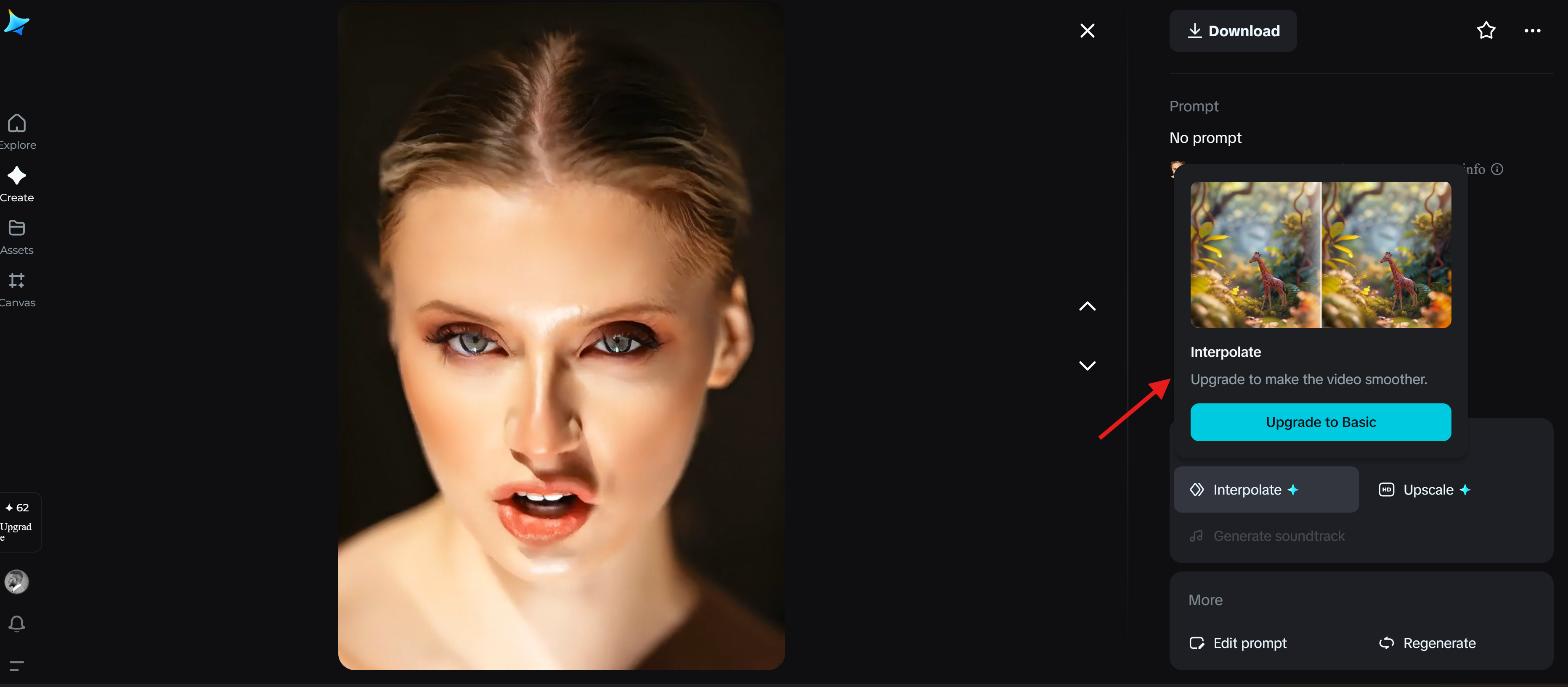 Interpolação de quadros Dreamina