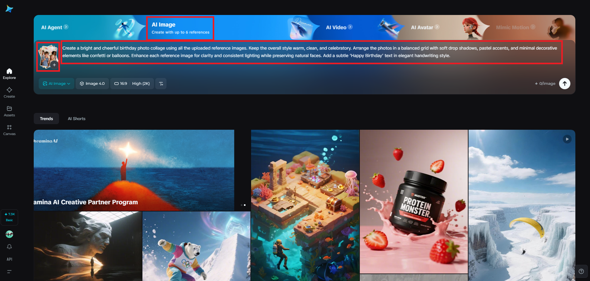 Upload your birthday photos and write the prompt