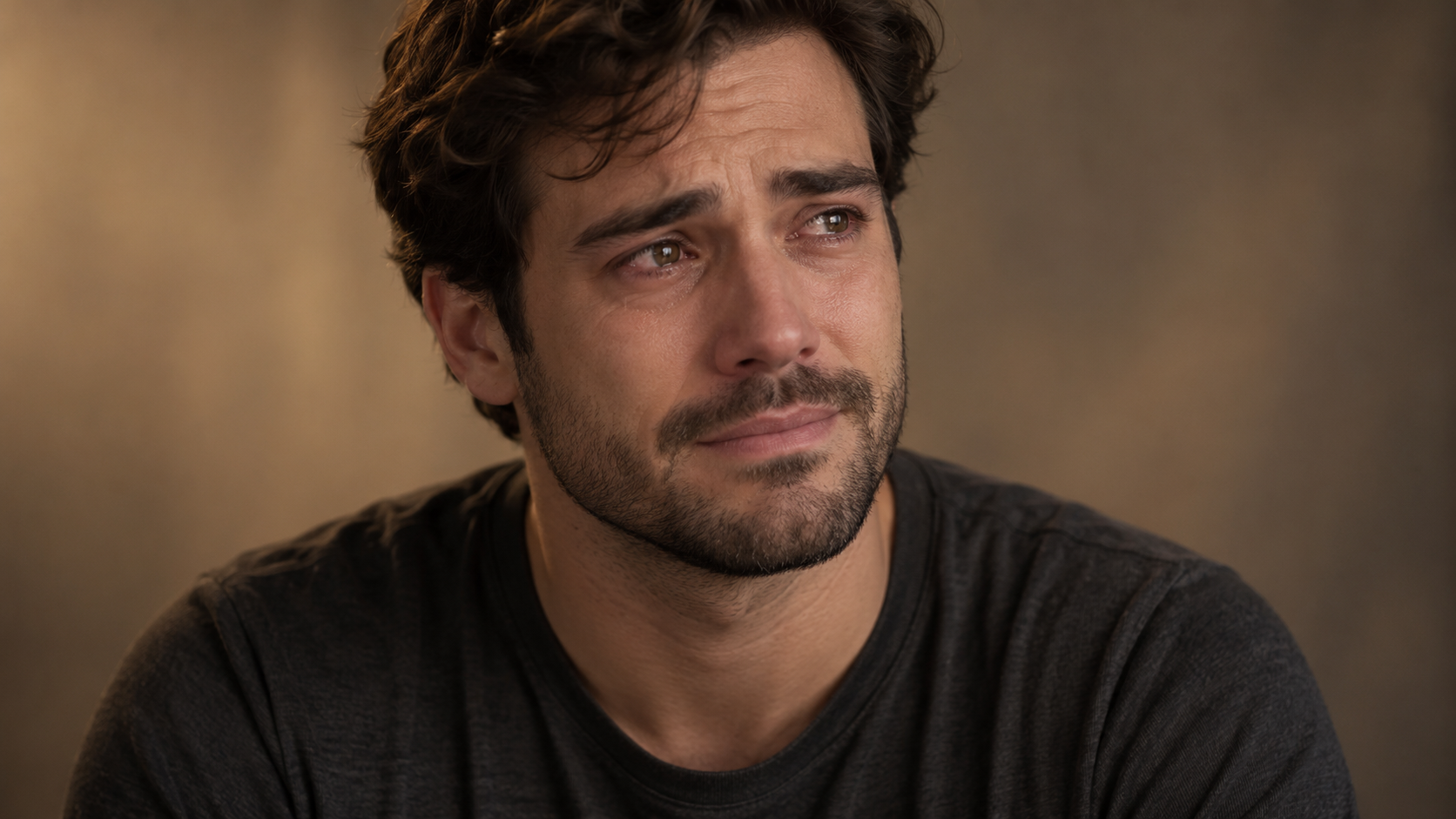 Holding Back Tears example for capcut crying ai video prompt