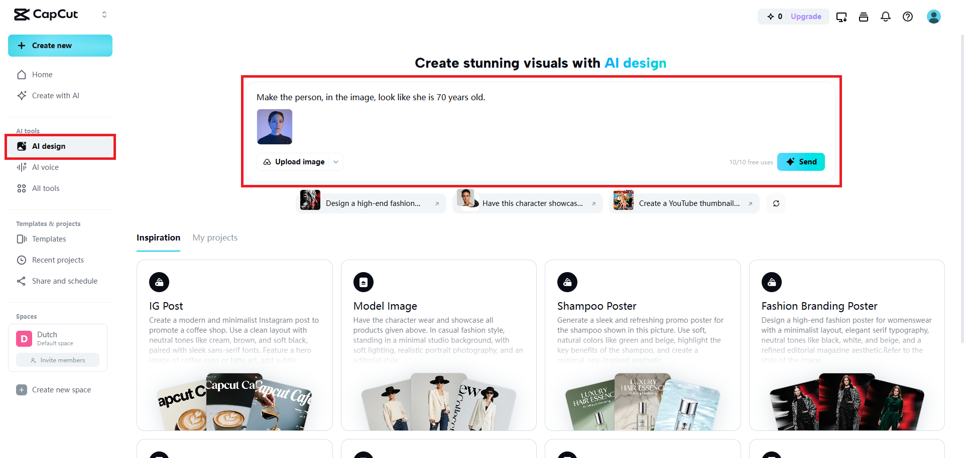 Görüntünüzü yükleyin ve yapay zekaya bir komut sağlayın
