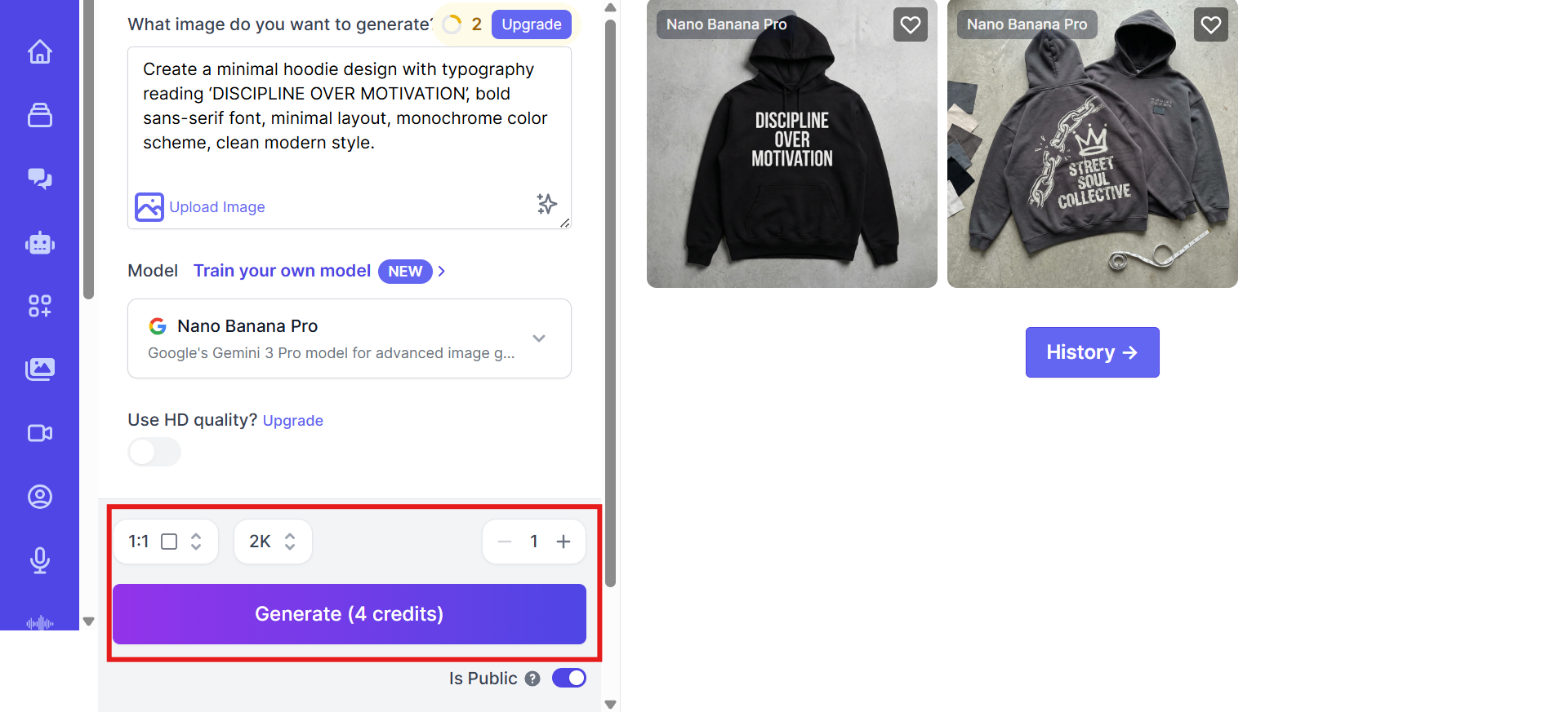 Customize settings and generate