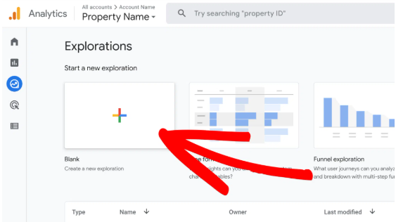 Erstellen eines leeren benutzerdefinierten Berichts in Google Analytics