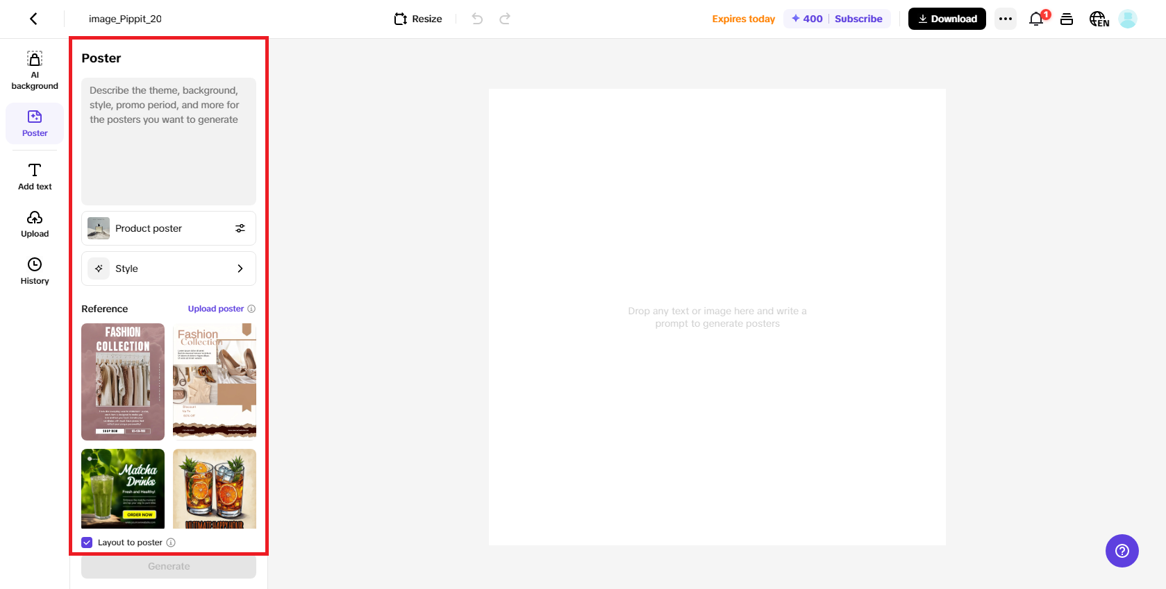 Ability to create product sales posters