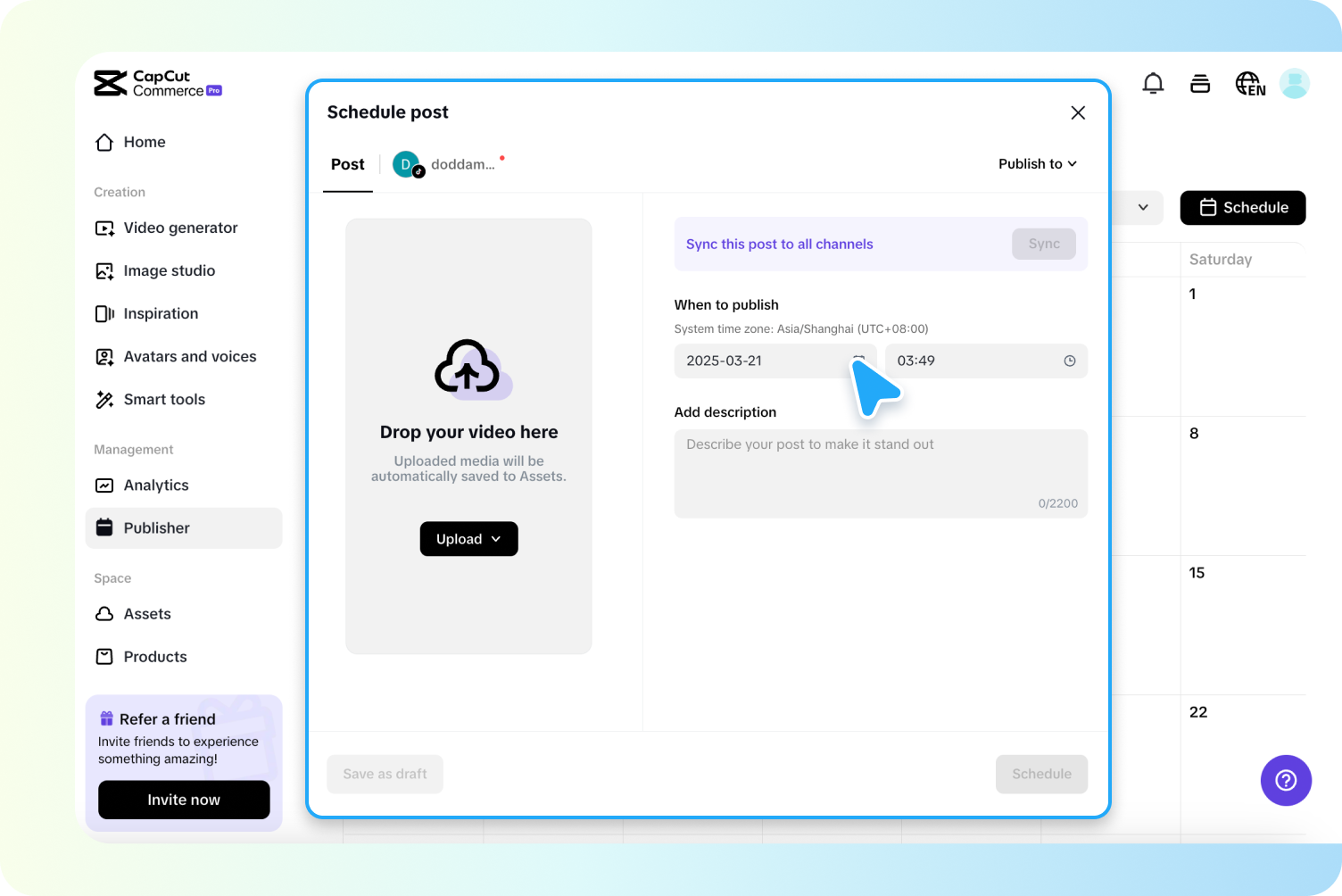 อัปโหลดสื่อและตั้งเวลาการโพสต์