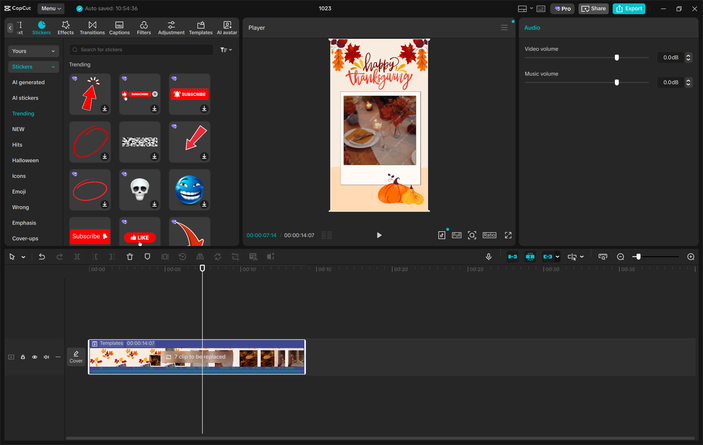 Happy Thanksgiving GIF creation on CapCut PC desktop editor