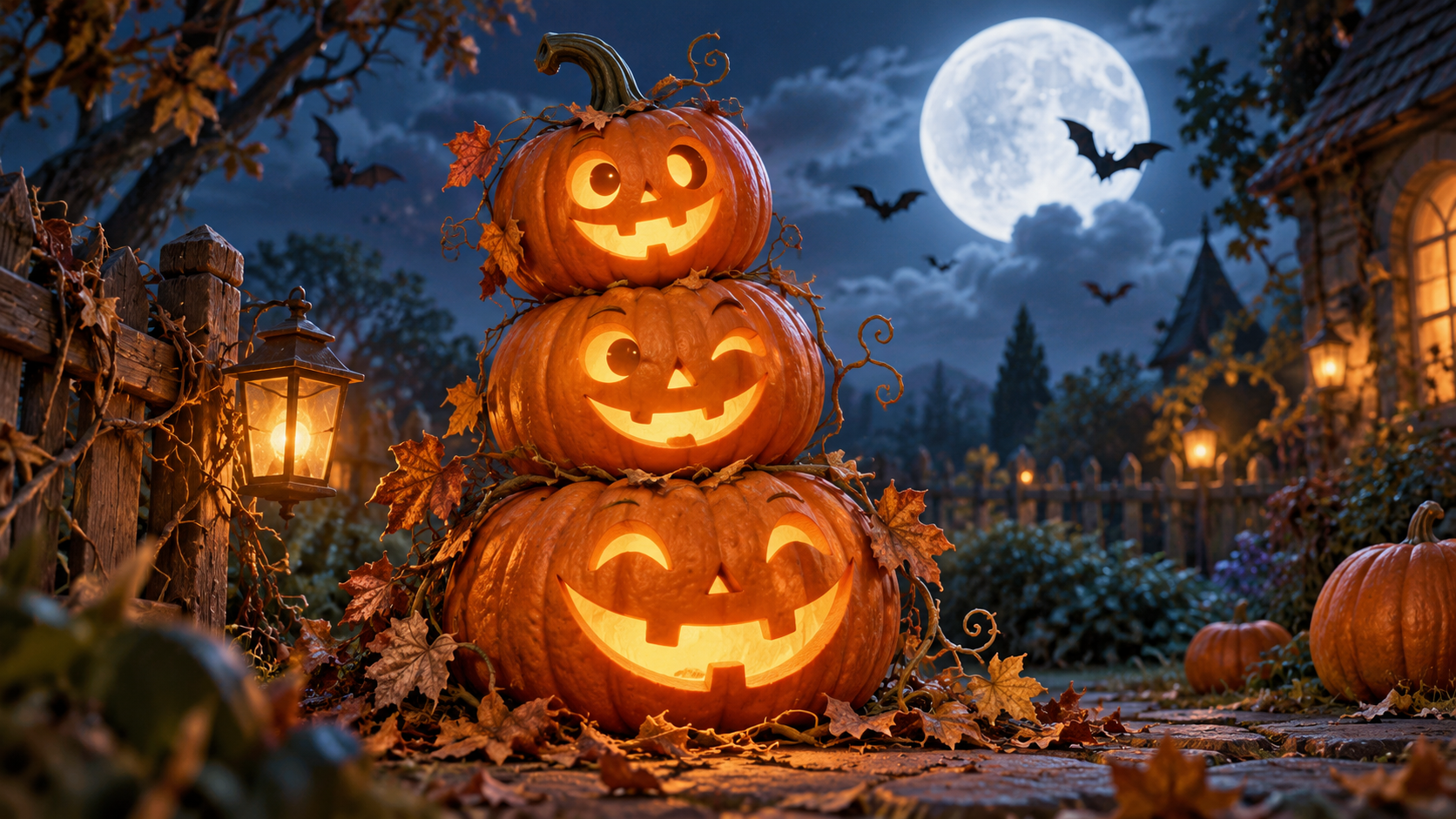 Halloween pumpkin image prompt: Playful Pumpkin Stack