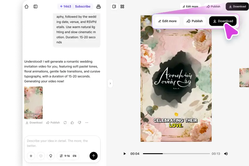  Exporting Instagram video from Pippit
