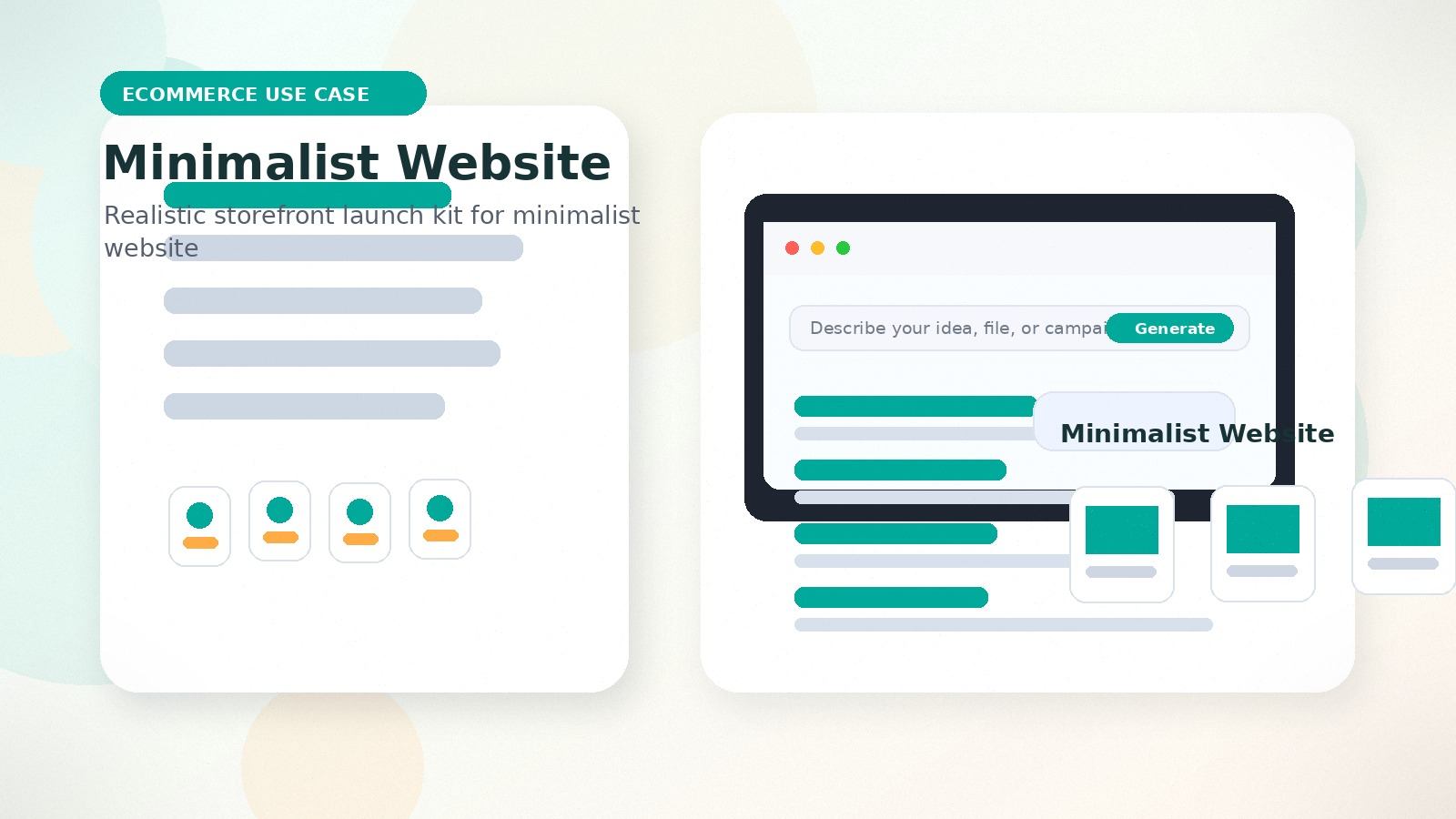 Minimalist Website realistic ecommerce use case visual for minimalist website