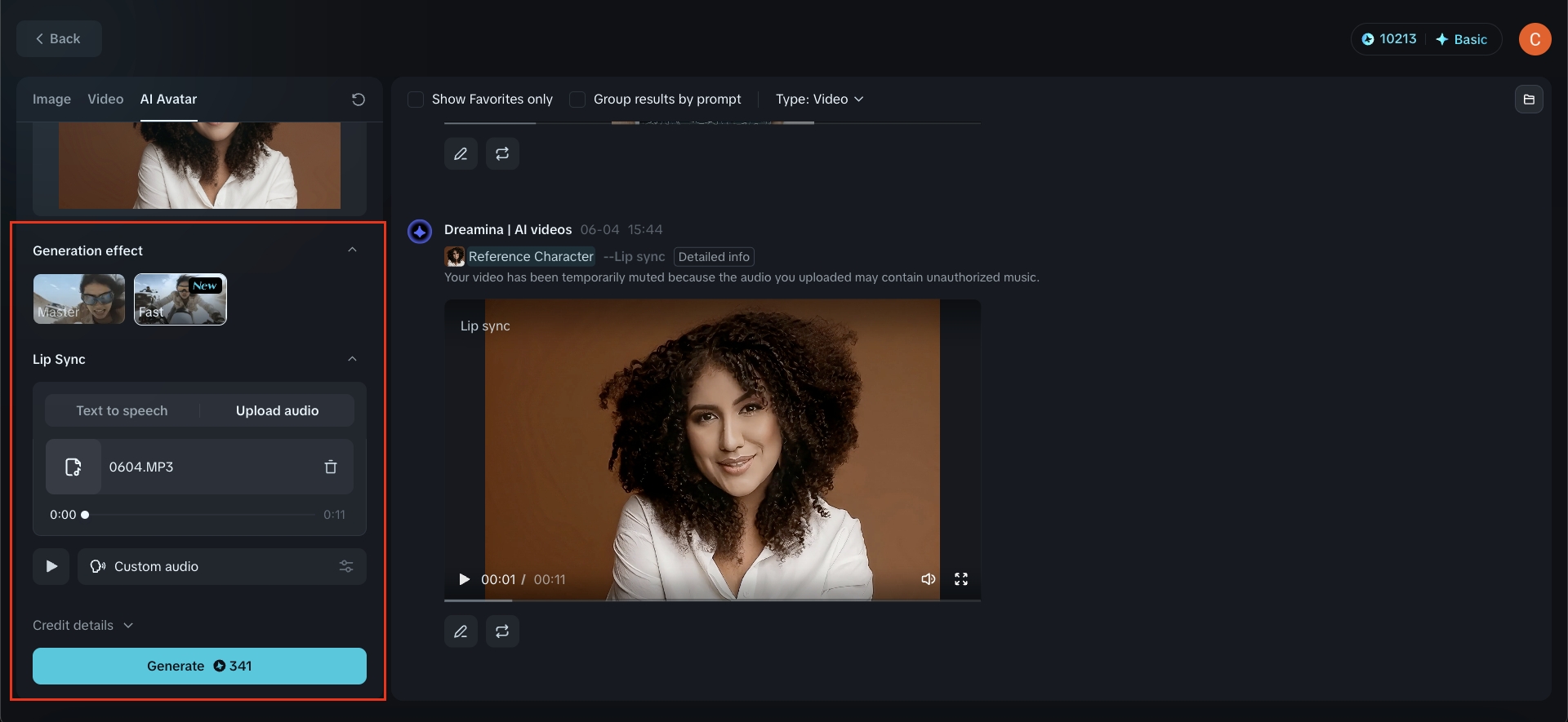 Generate lip sync video