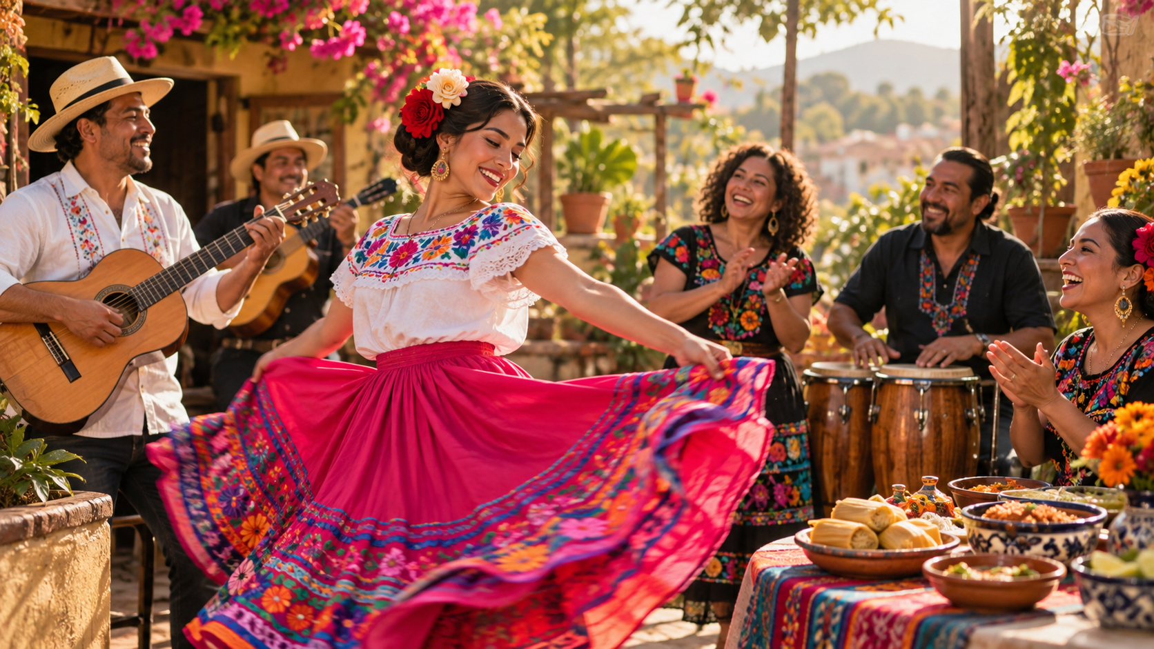 a respectful Hispanic Heritage Month celebration scene