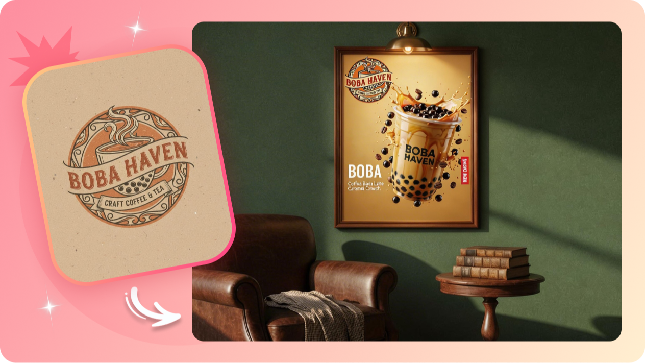 Transform brand logos into photorealistic mockup posters