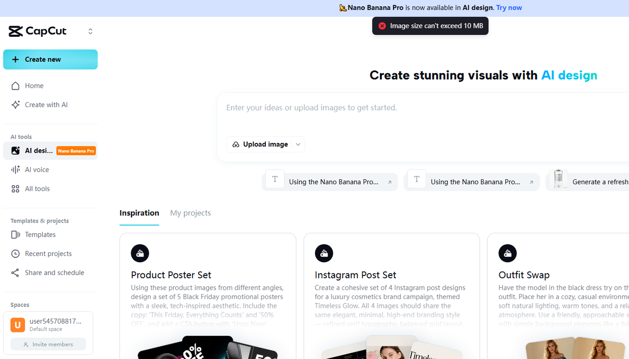 The upload size limit for images in CapCut