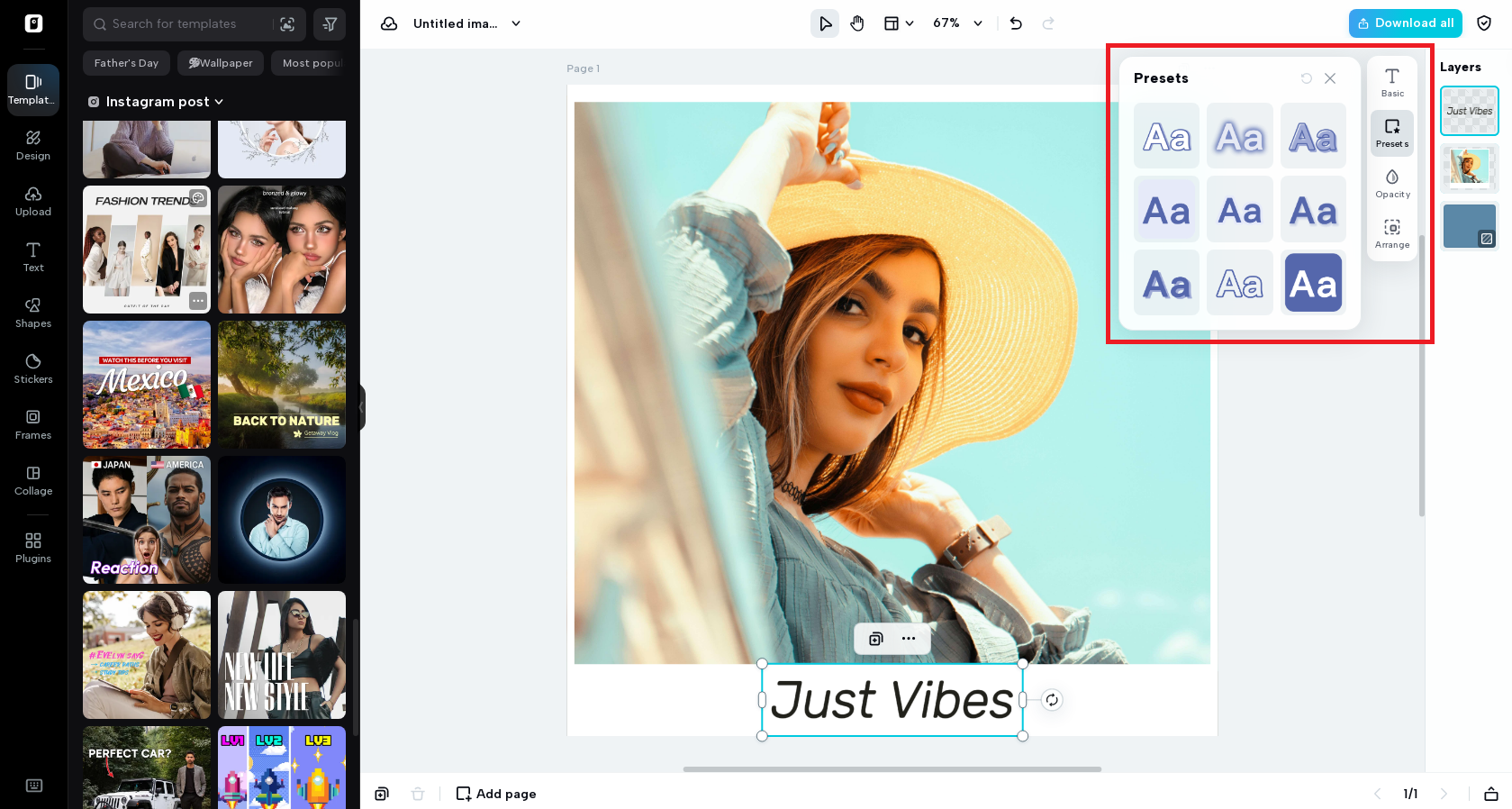 Multiple text presets