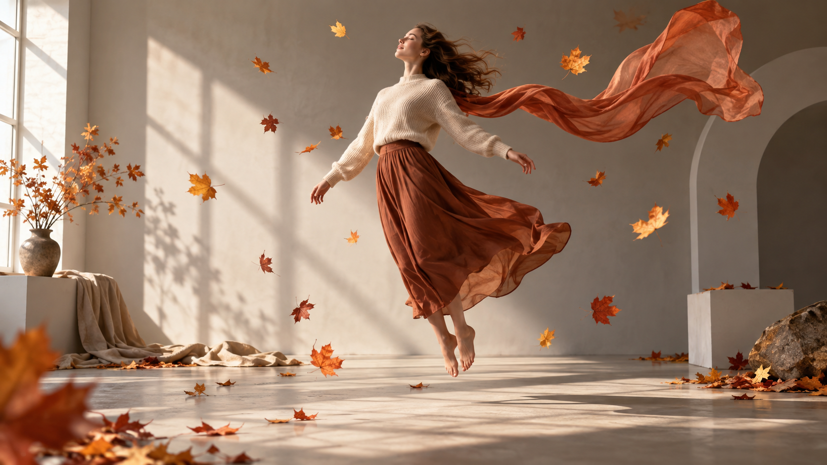 Soft Fabric in a Studio Freeze example for how to make floating fall video