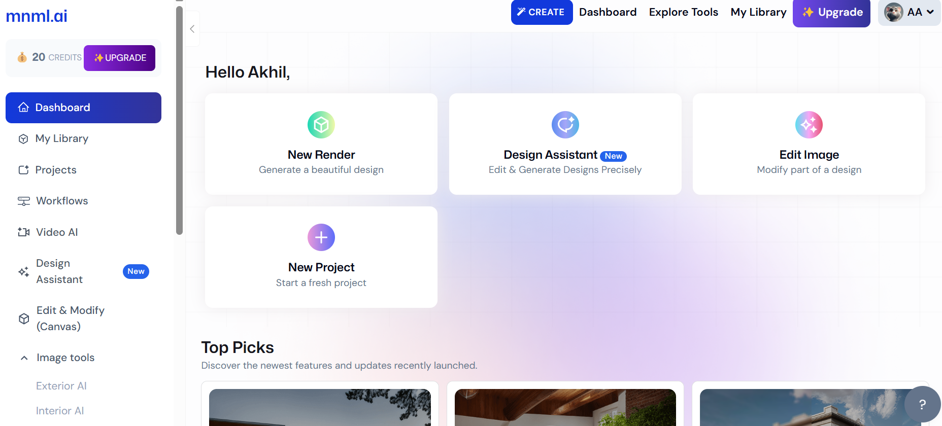mnml.ai's interface