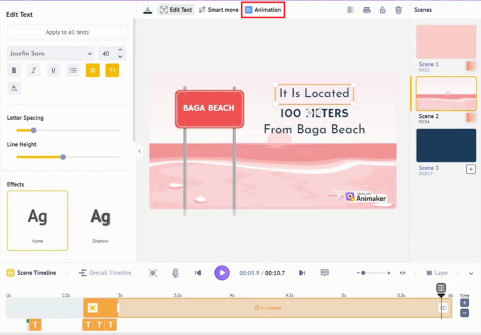 Interface of Animaker - the most liked way to make animated text video