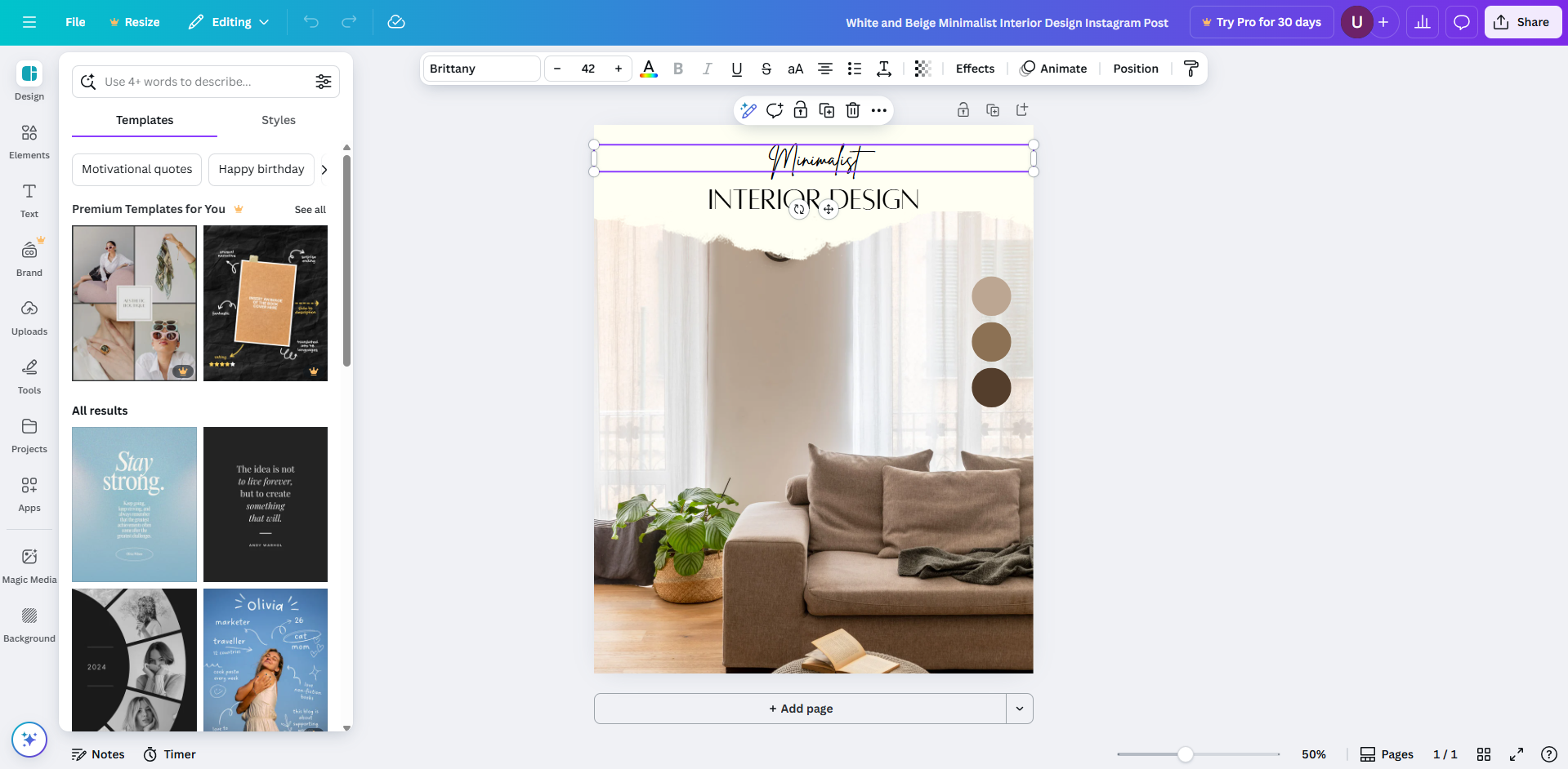 Interface do Canva - um software de design online fácil de usar.