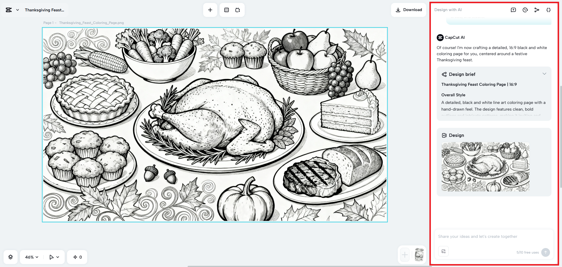 Refine your AI-generated coloring page